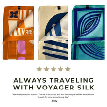 Load image into Gallery viewer, Voyager Silk - Silk Scarves - Green and Navy Striped | Silk Scarf | Women's Scarf