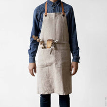 Load image into Gallery viewer, Bloomist - Washed Natural Linen and Leather Apron