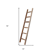 Load image into Gallery viewer, HomeRoots - 72" Six Step Rustic Weathered Grey Wood Ladder Shelf