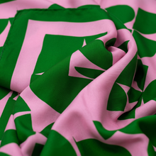 Load image into Gallery viewer, Voyager Silk - Silk Scarves - Green and Pink Geometric | Silk Scarf | Women's Bandana