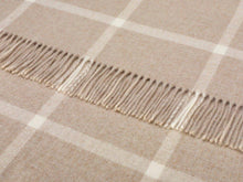 Load image into Gallery viewer, Bronte Moon - Merino Lambswool Windowpane Beige Throw Blanket