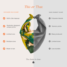 Load image into Gallery viewer, Voyager Silk - Silk Scarves - Workday Botanical Scarf | 100% Silk Bandana | Navy Rust