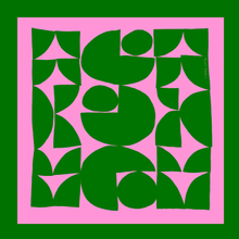 Load image into Gallery viewer, Voyager Silk - Silk Scarves - Green and Pink Geometric | Silk Scarf | Women's Bandana