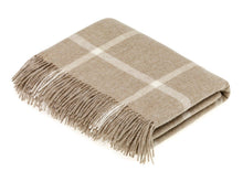 Load image into Gallery viewer, Bronte Moon - Merino Lambswool Windowpane Beige Throw Blanket
